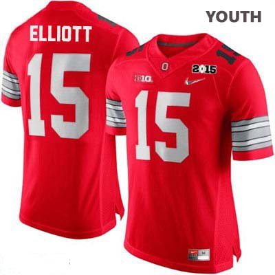 Youth NCAA Ohio State Buckeyes Ezekiel Elliott #15 College Stitched Diamond Quest 2015 Patch Authentic Nike Red Football Jersey UE20J46TG